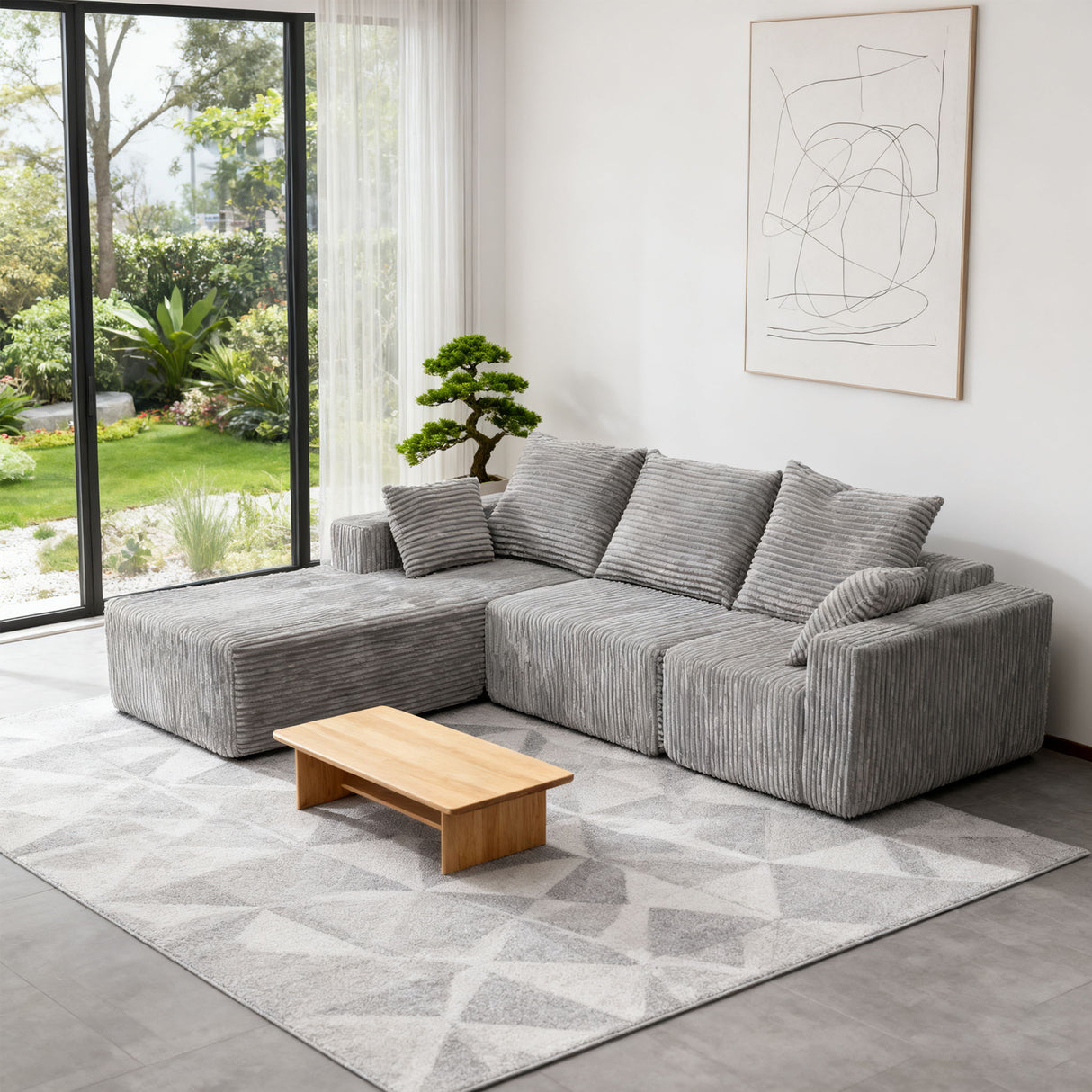 Corner Combination Sofa Sectional Couch With Soft Fabric