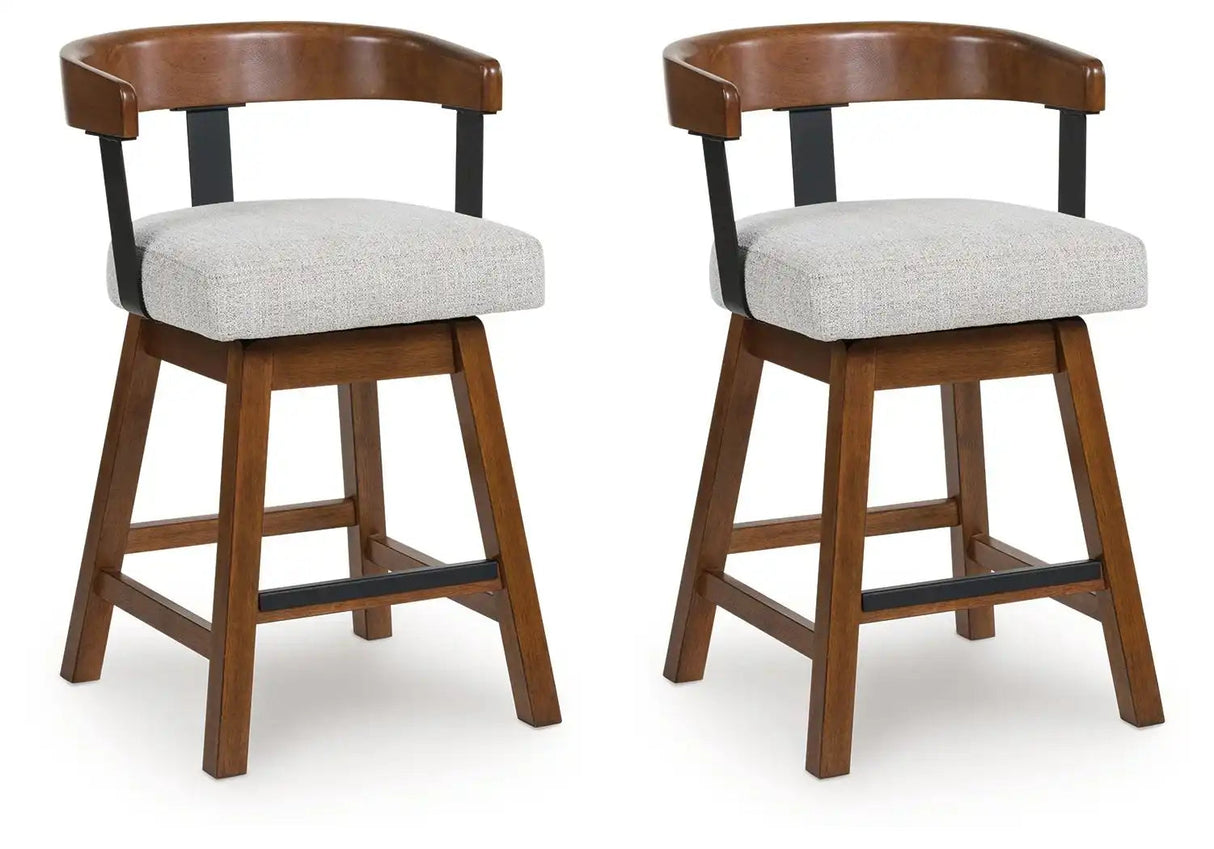 Ralene - Upholstered Swivel Barstool (Set of 2) - Medium Brown - Best Buy Furniture