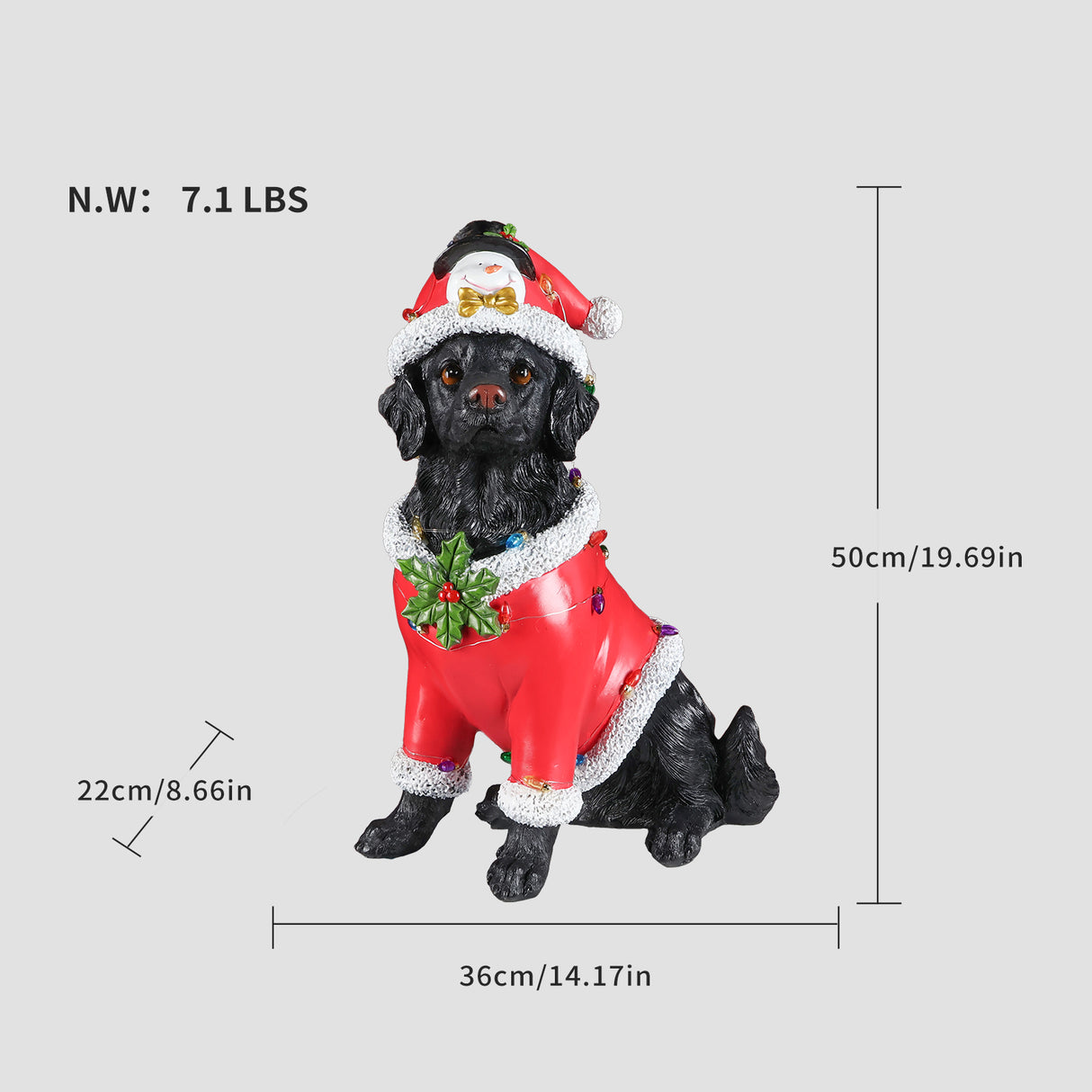 Christmas Dog Statue - Holiday Dog Figurine