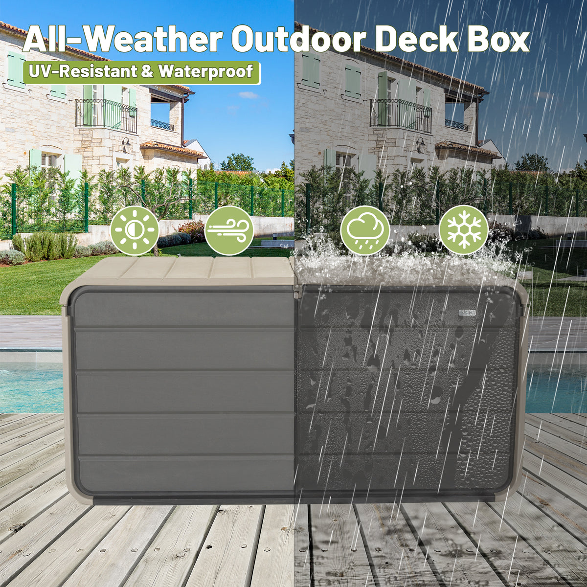 260 Gallon Plastic Deck Box - Large Patio Storage Box