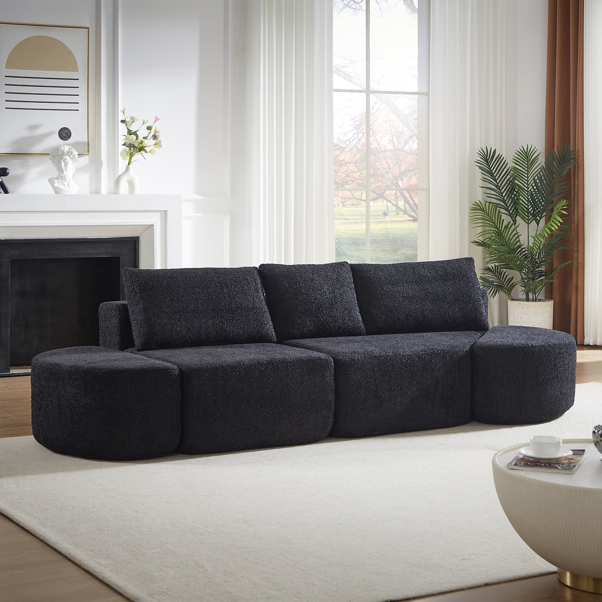 V-Shaped Modular Sofa Set in Chenille Fabric