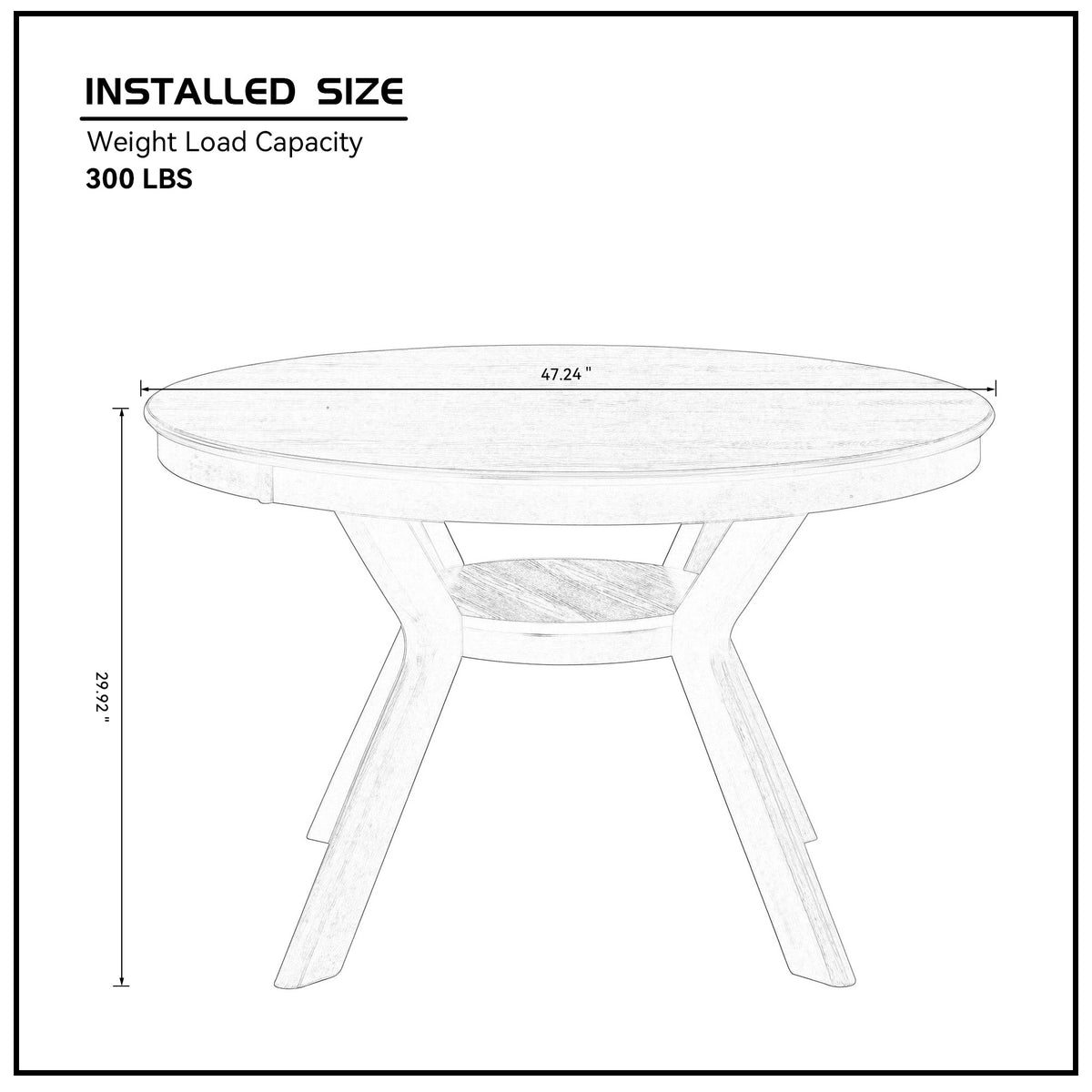 47.24'' Round Rubber Wood Dining Table