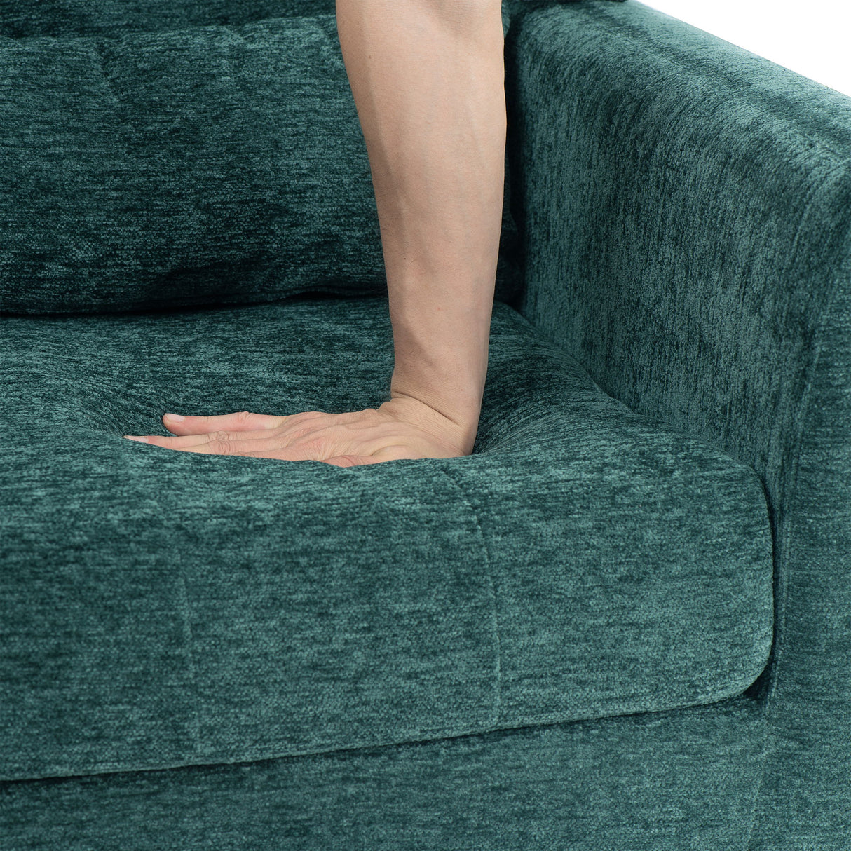 Modern Accent Chair, Arm Chairs For Living Room, Upholstered Mordern Armchair, Comfy Soft Padded Lounge Chair In Small Space, Bedroom, With Pillow, Solid Wood Leg