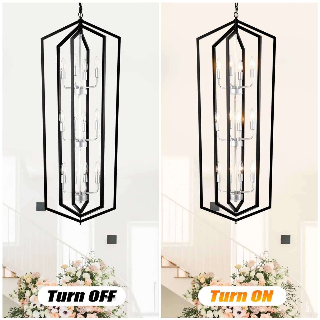 12-Light Farmhouse Kitchen Chandeliers, Matte