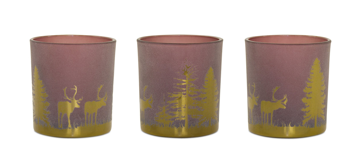 Glass-Tea-Light-Holder-with-Woodland-Scene-(Set-of-3)-Candle-Holders