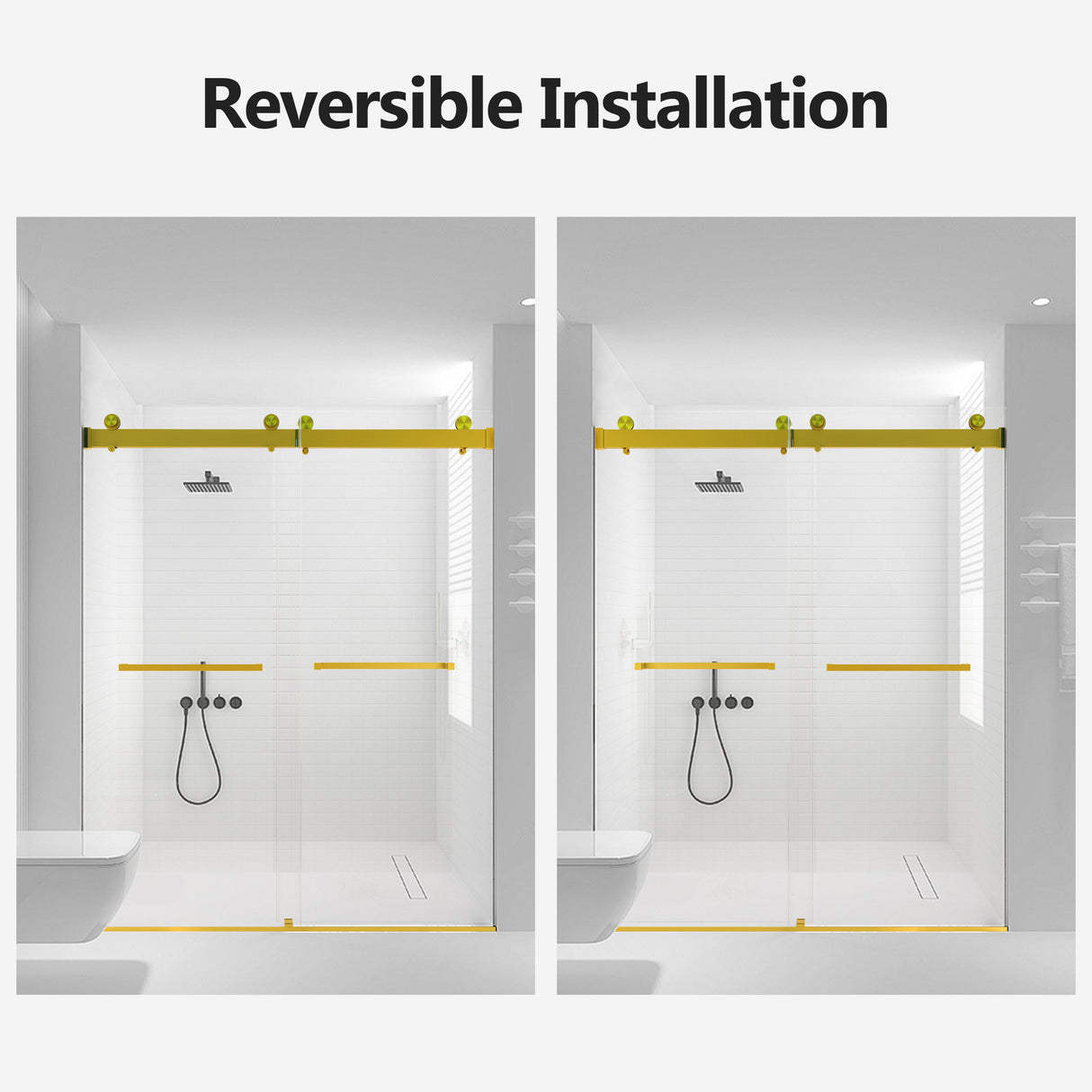 56-60 Inch Width by 76 Inch Height Frameless Double Sliding Soft-Close Shower Door