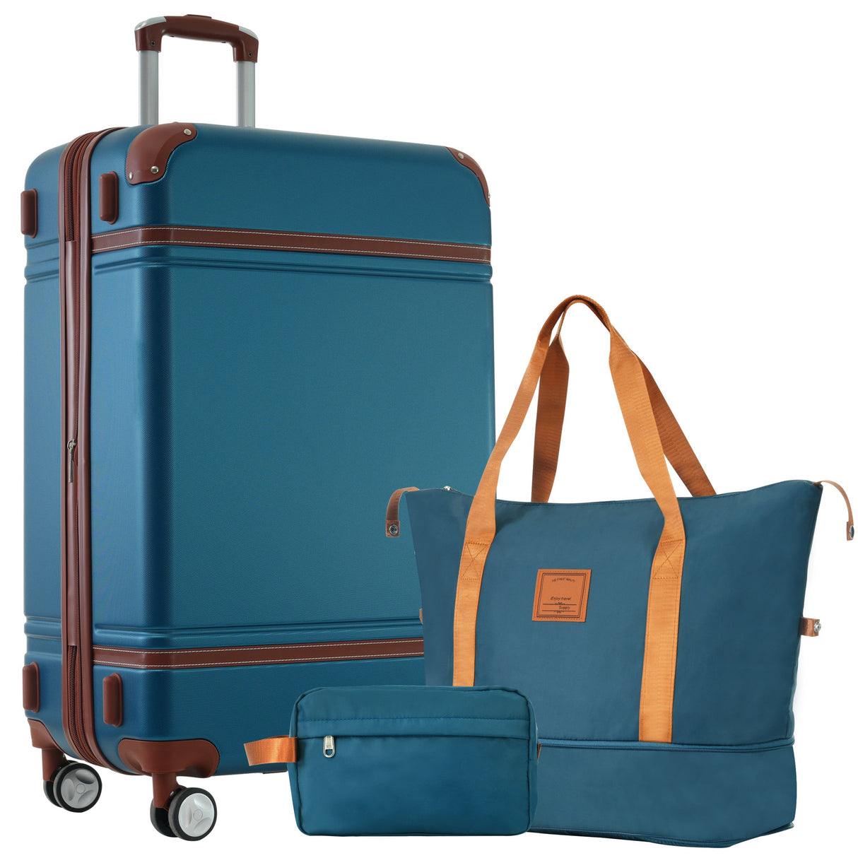 Hardshell-Luggage-Sets-with-Bags-Lightweight-Suitcase,-28-IN,-Blue-Luggage-Sets