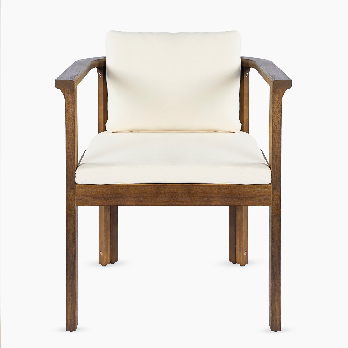 Outdoor Dining Chair Set of 2 with Curved Acacia Wood Arms