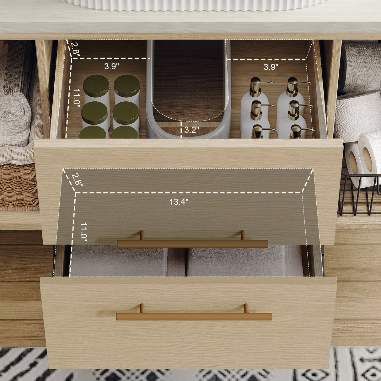 Modern 39.3 Wall-Mounted Bathroom Vanity with Ceramic Sink