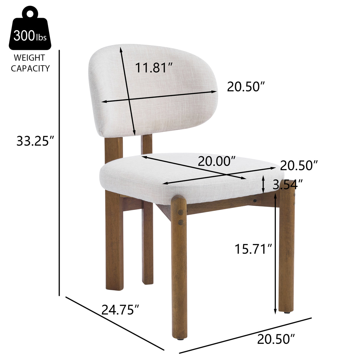 Beige Upholstered Mid-Century Dining Chair