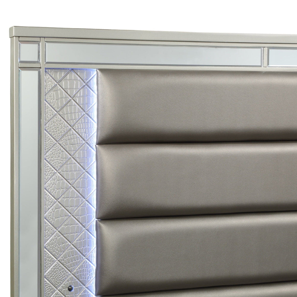 Modern Panel Bed with Tufted Design and Integrated LED Lighting