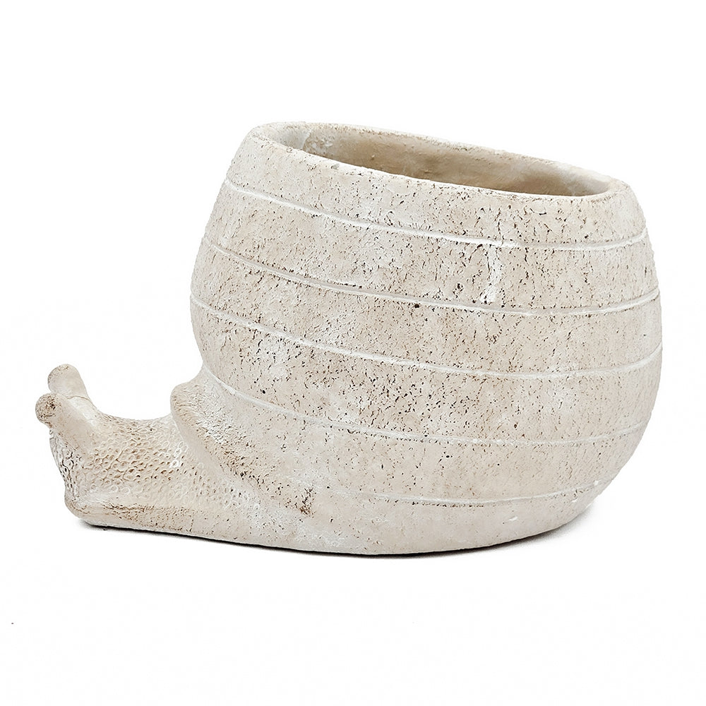 Decorative Cement Planter with Abstract Design - Natural Finish