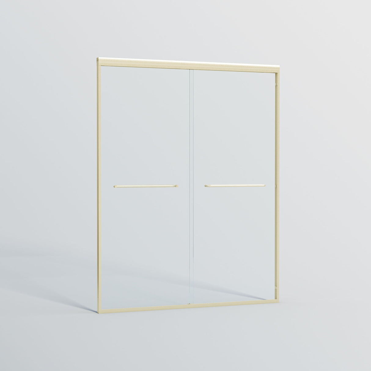 Double Sliding Shower Door, Semi-Frameless Bypass Bathroom Sliding Door With 1/4" (6 Mm) Tempered Glass For Walk-In Shower