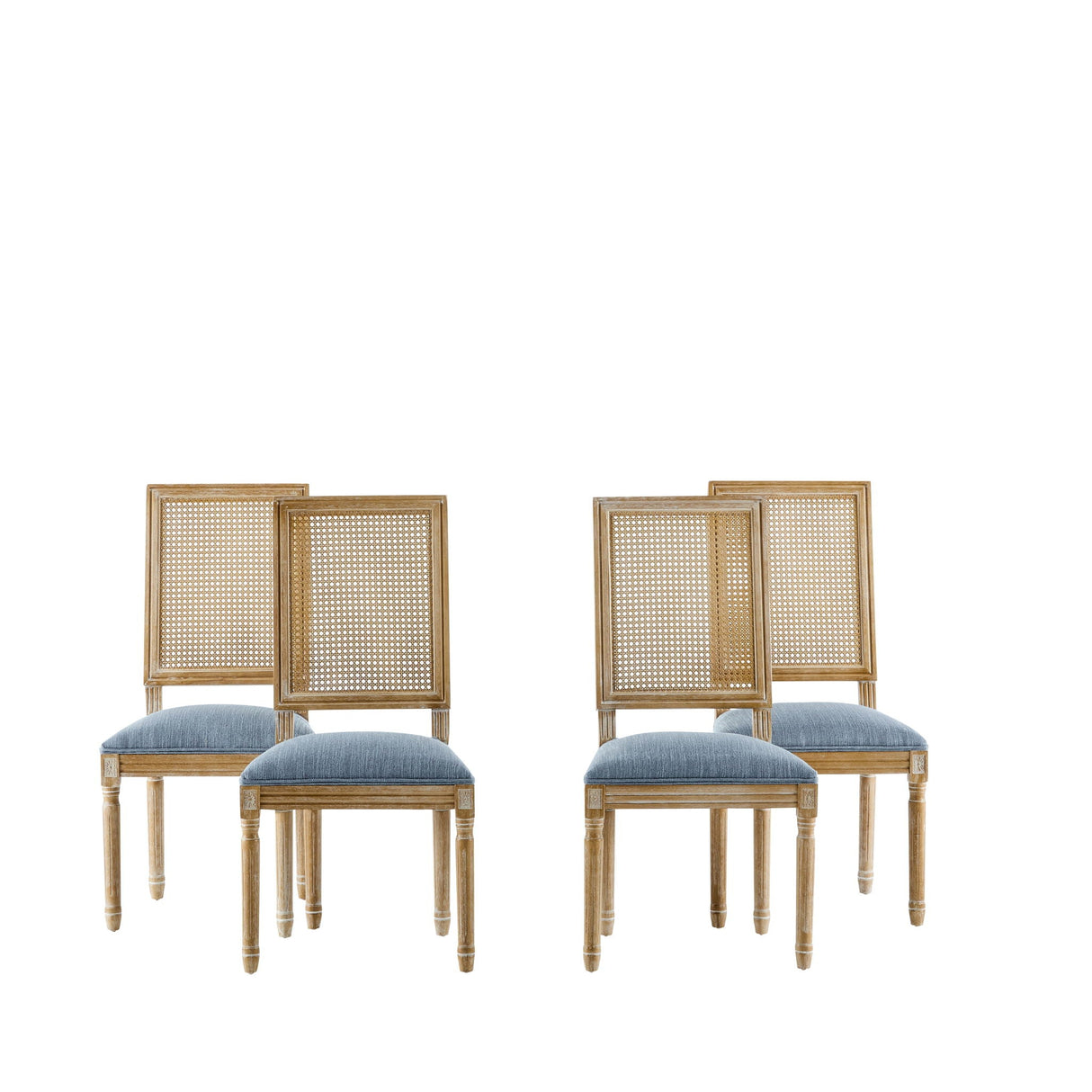 French Country Dining Chair With Rectangular Cane Backrest And Smooth Upholstered Seating - Best Buy Furniture