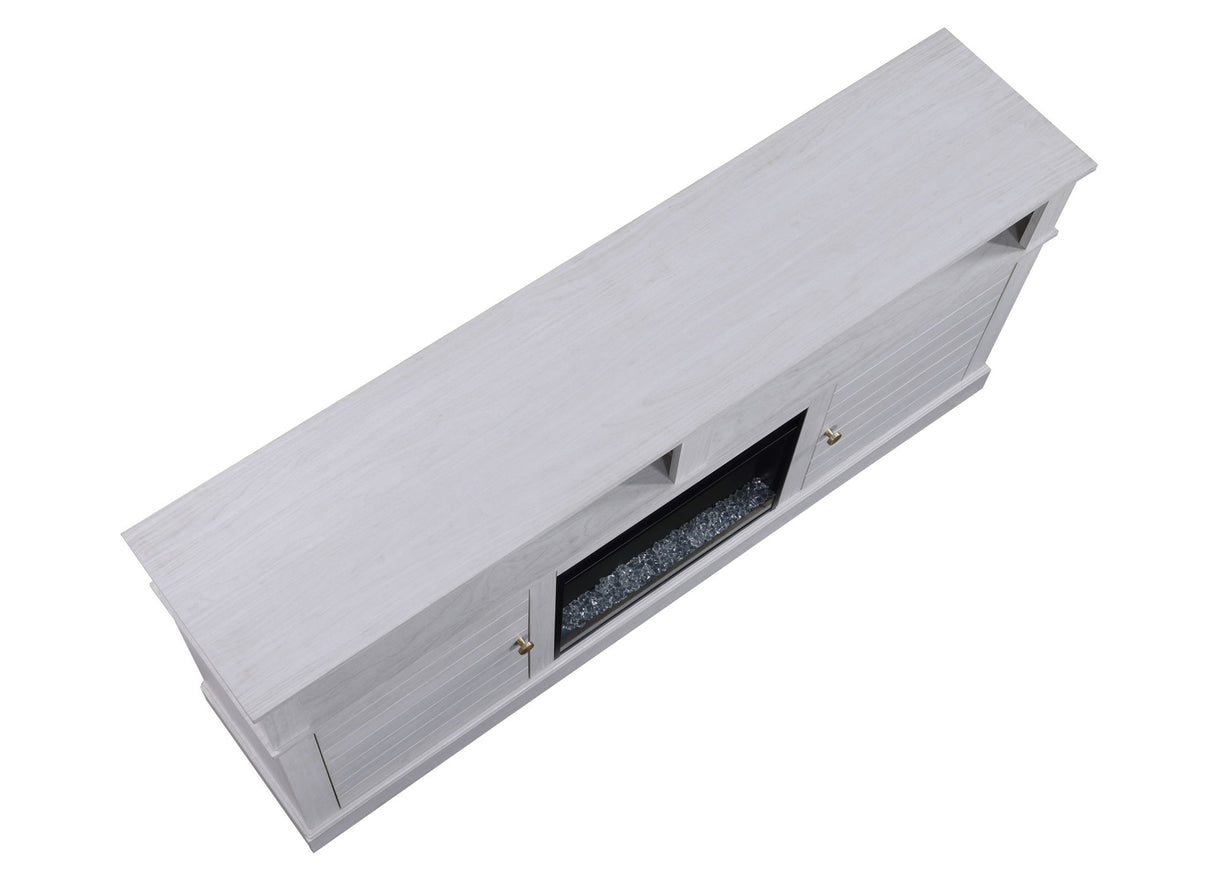 Terra - TV Stand Console With Fireplace - White Walnut
