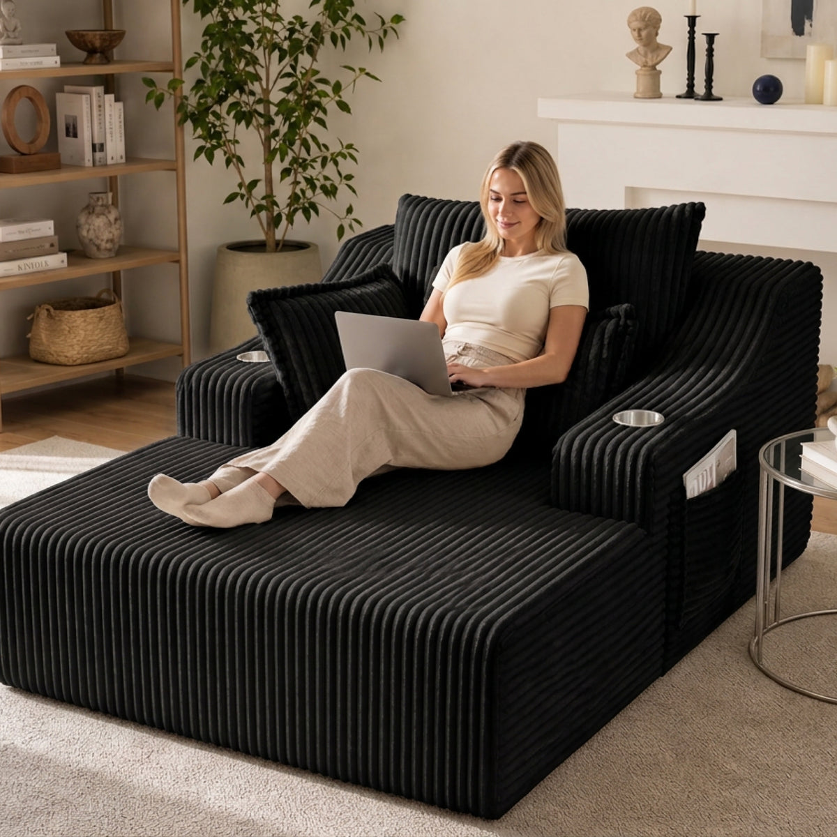 Oversized Chaise Lounge Chair Indoor - 67" Sleeper Sofa Bed