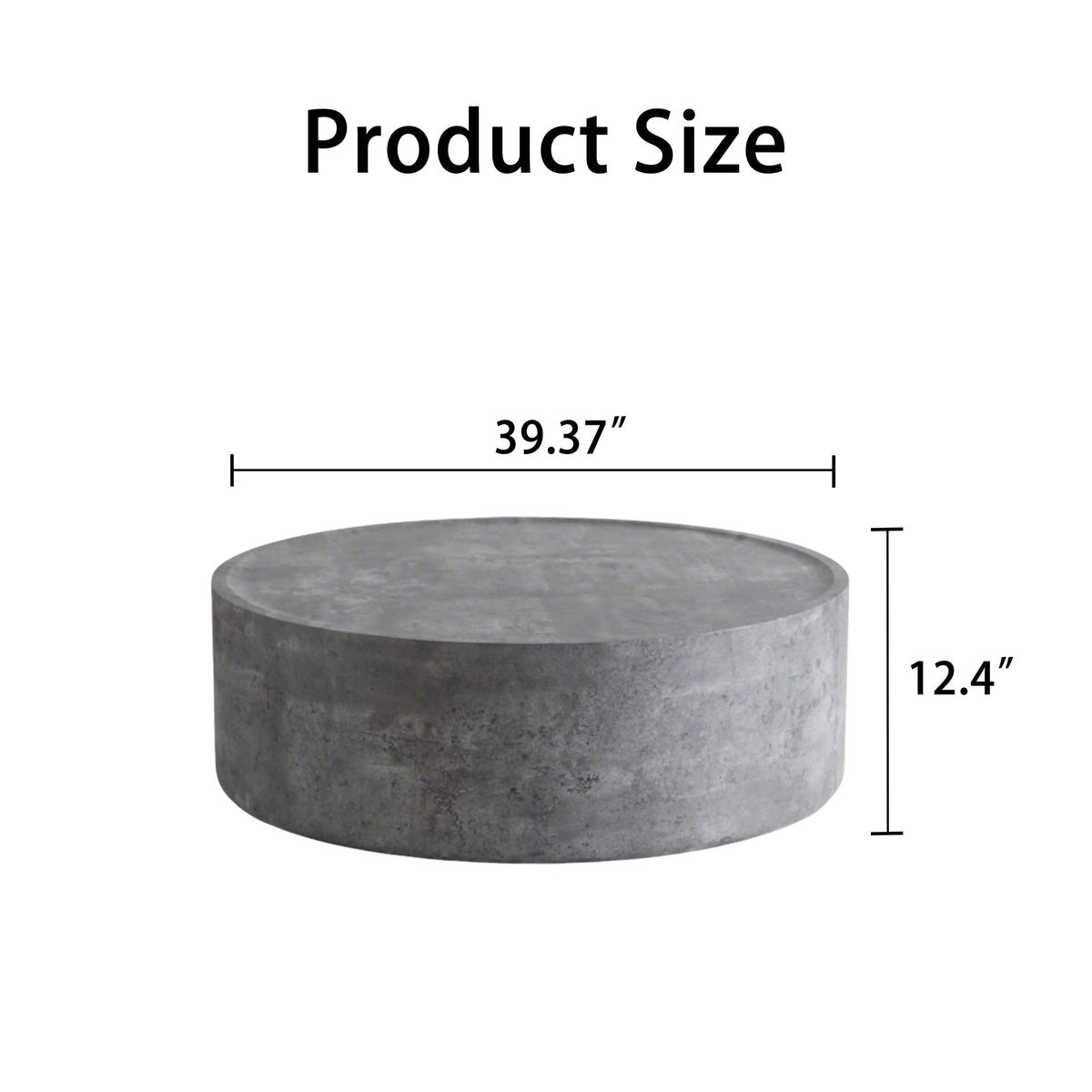 39.37" Round Coffee Table with Faux Concrete Finish