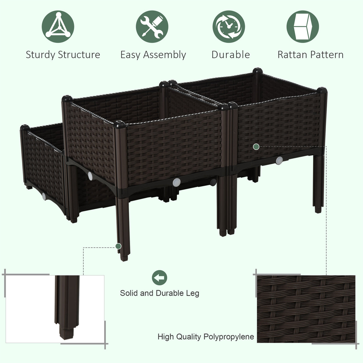 Outsunny 4 Piece Raised Garden Bed with Legs