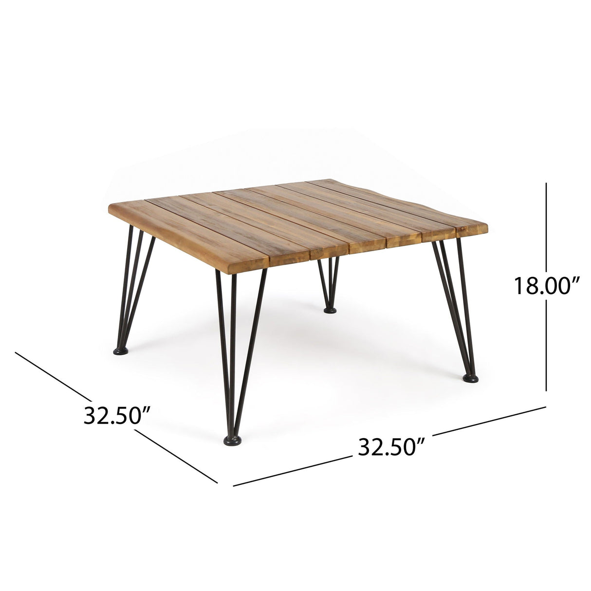 Outdoor Coffee Table With Slat Top And Metal Legs - Teak - Best Buy Furniture
