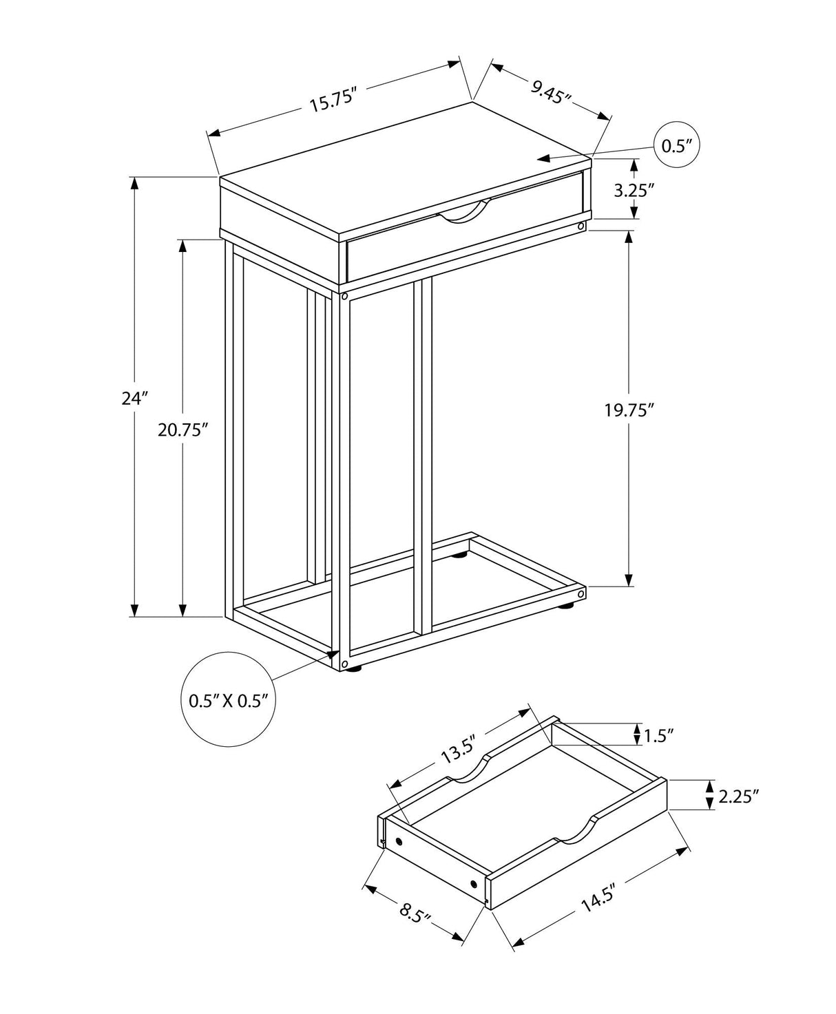 Accent Table, C - Shaped Contemporary & Modern Versatile Design - Best Buy Furniture