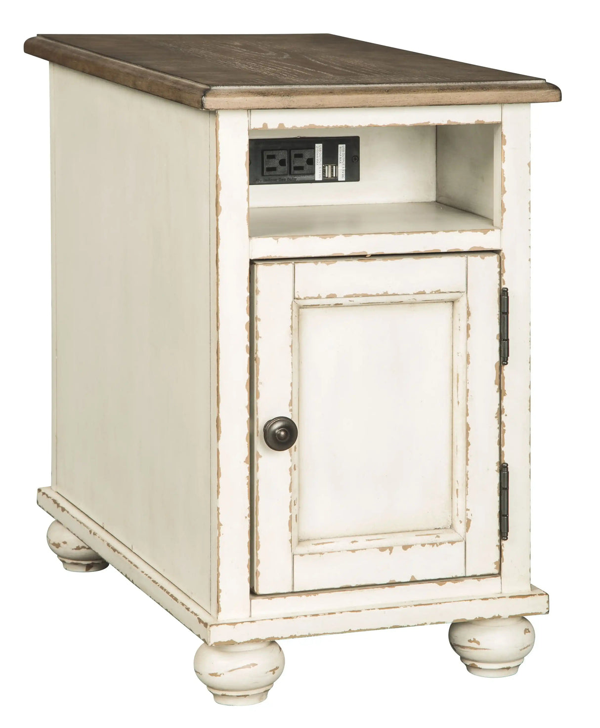 Realyn - Chair Side End Table - AC / USB - White / Brown - Best Buy Furniture