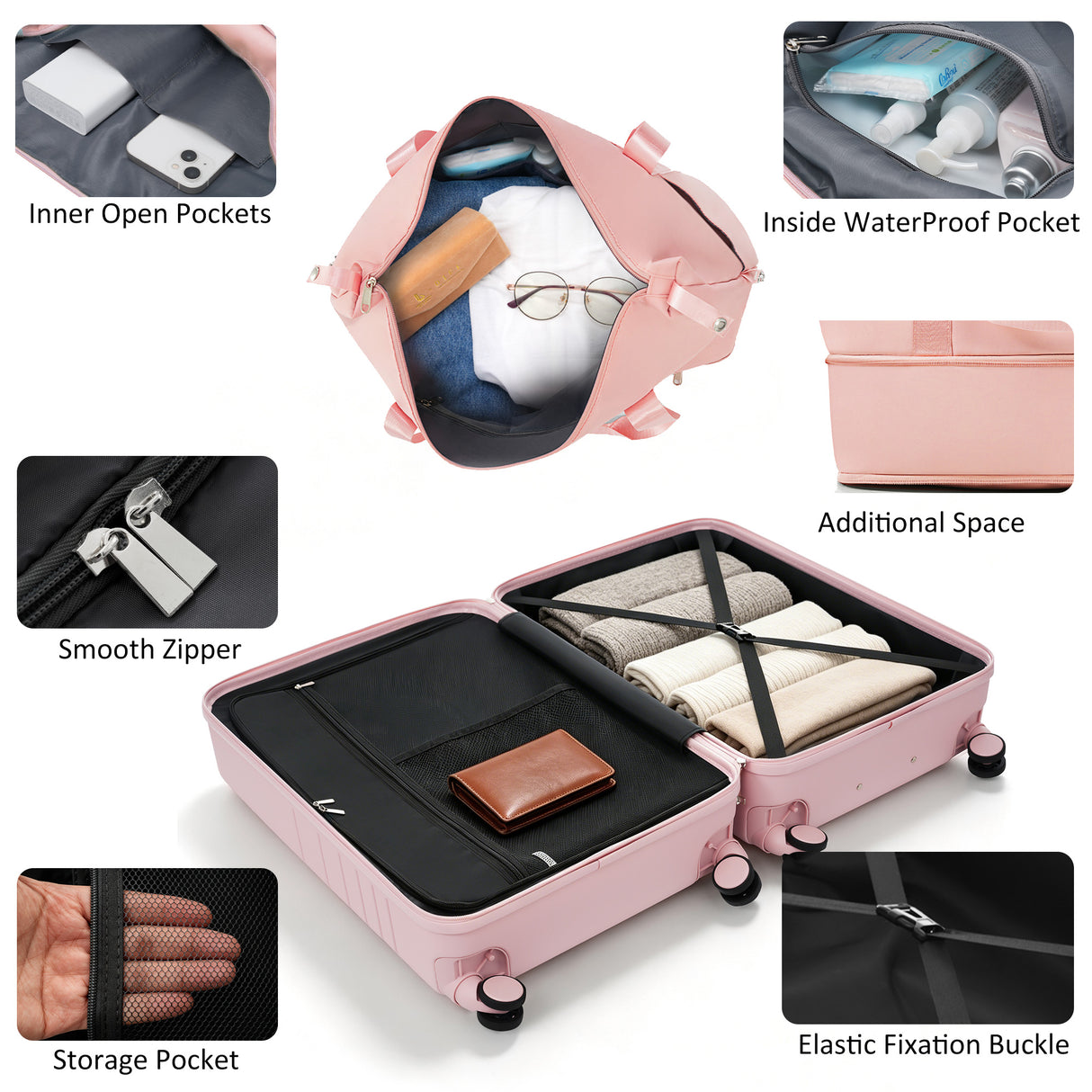 4-Piece Luggage Set with USB Charging Ports