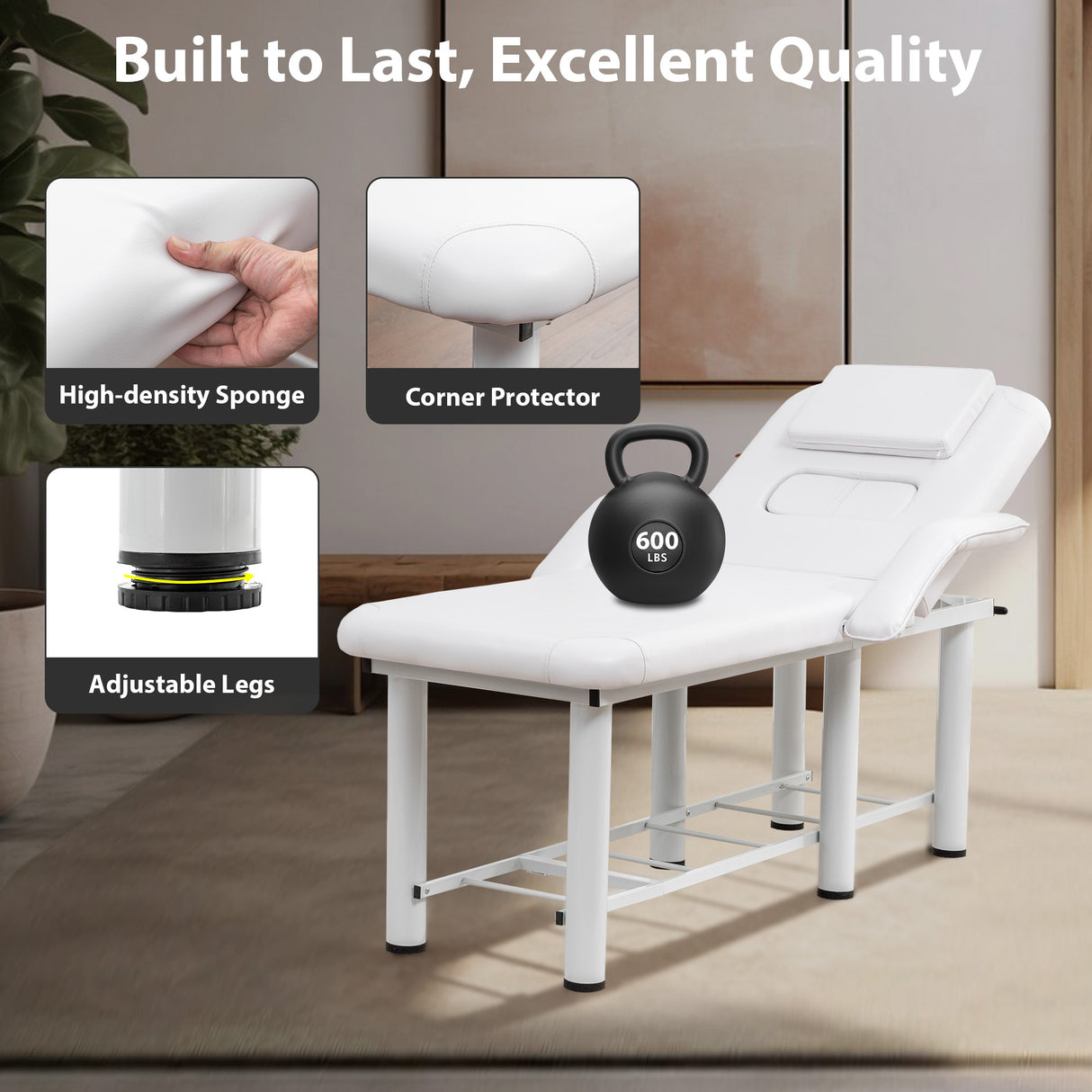 Professional Beauty Bed with Removable Headrest