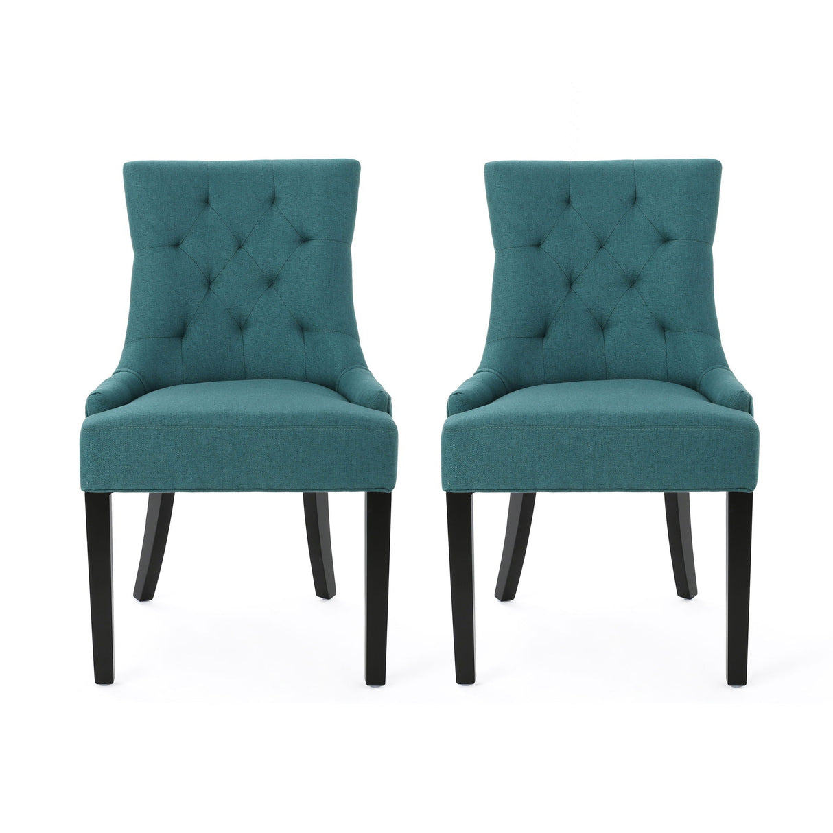 Dining Chair (Set of 2) With Upholstered Diamond Tufting And Espresso Birch Legs - Teal - Best Buy Furniture