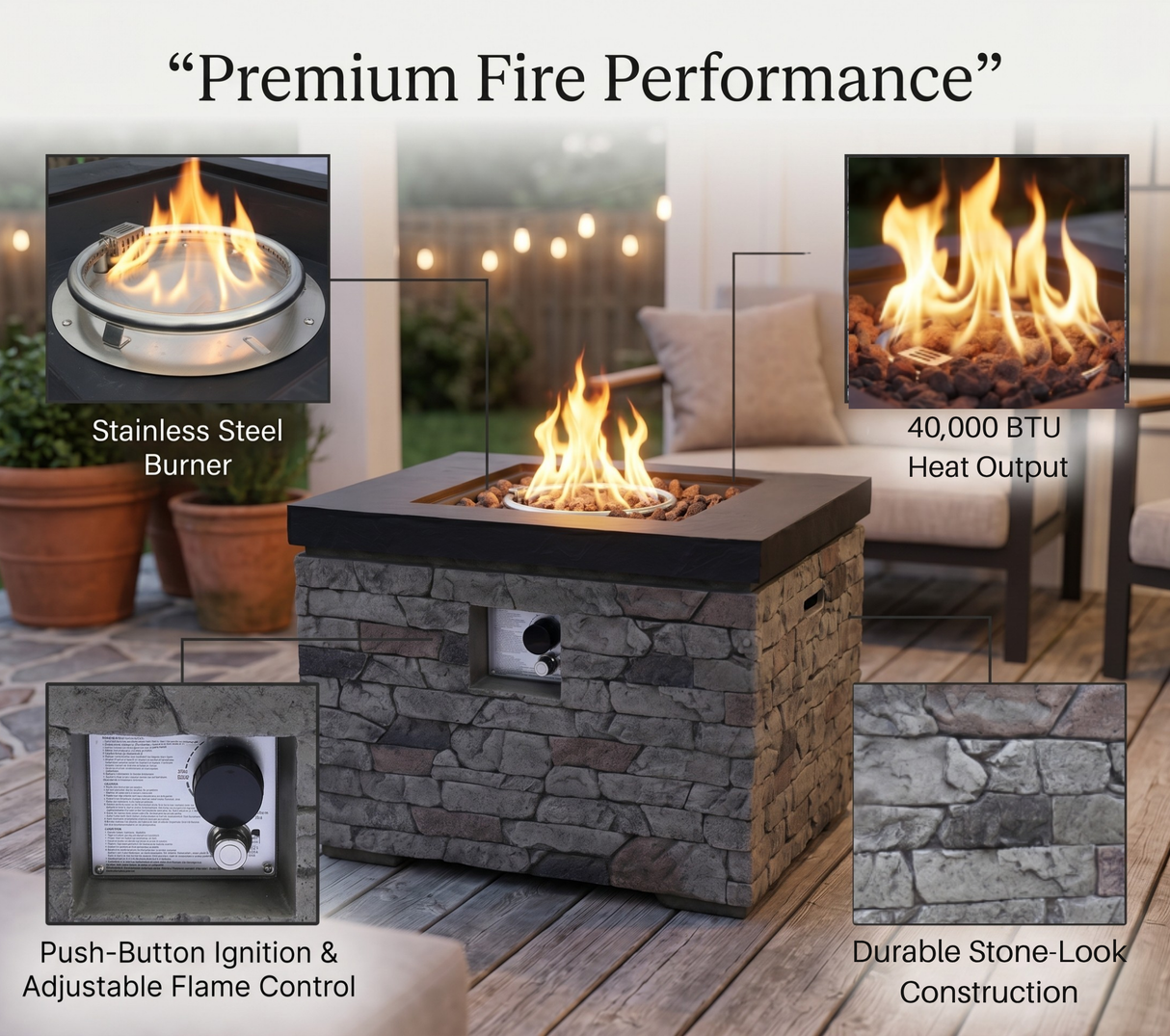 32-Inch Outdoor Fire Pit Table