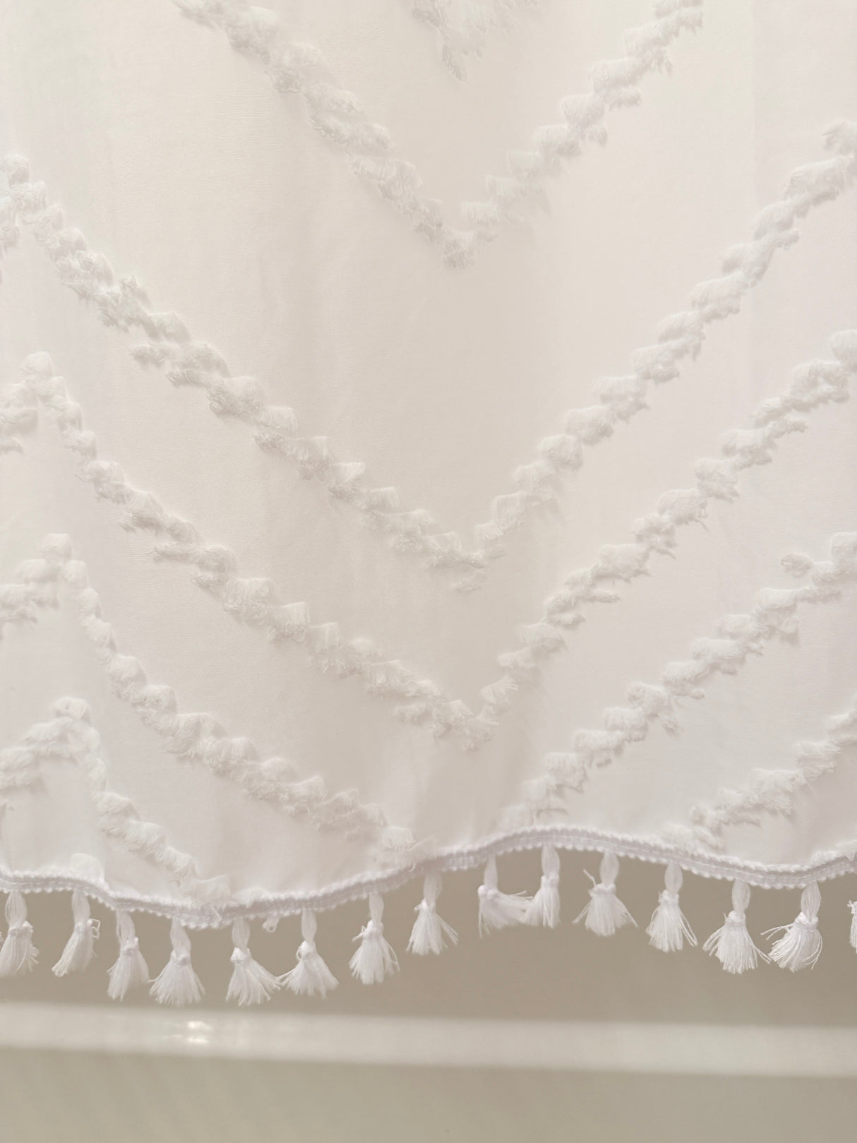 White Tufted Chevron Shower Curtain