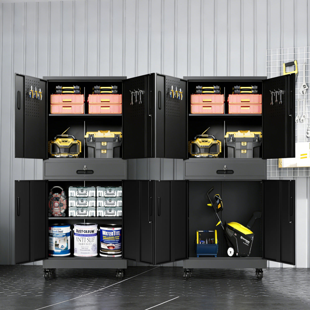 Metal Storage Cabinet with Drawer and Locking Doors