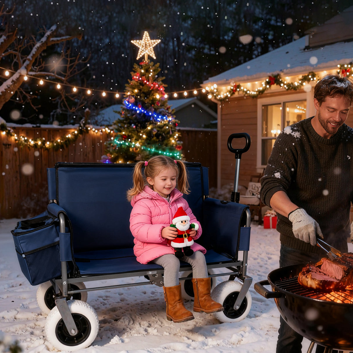 3-in-1 Folding Wagon with Bench Seat