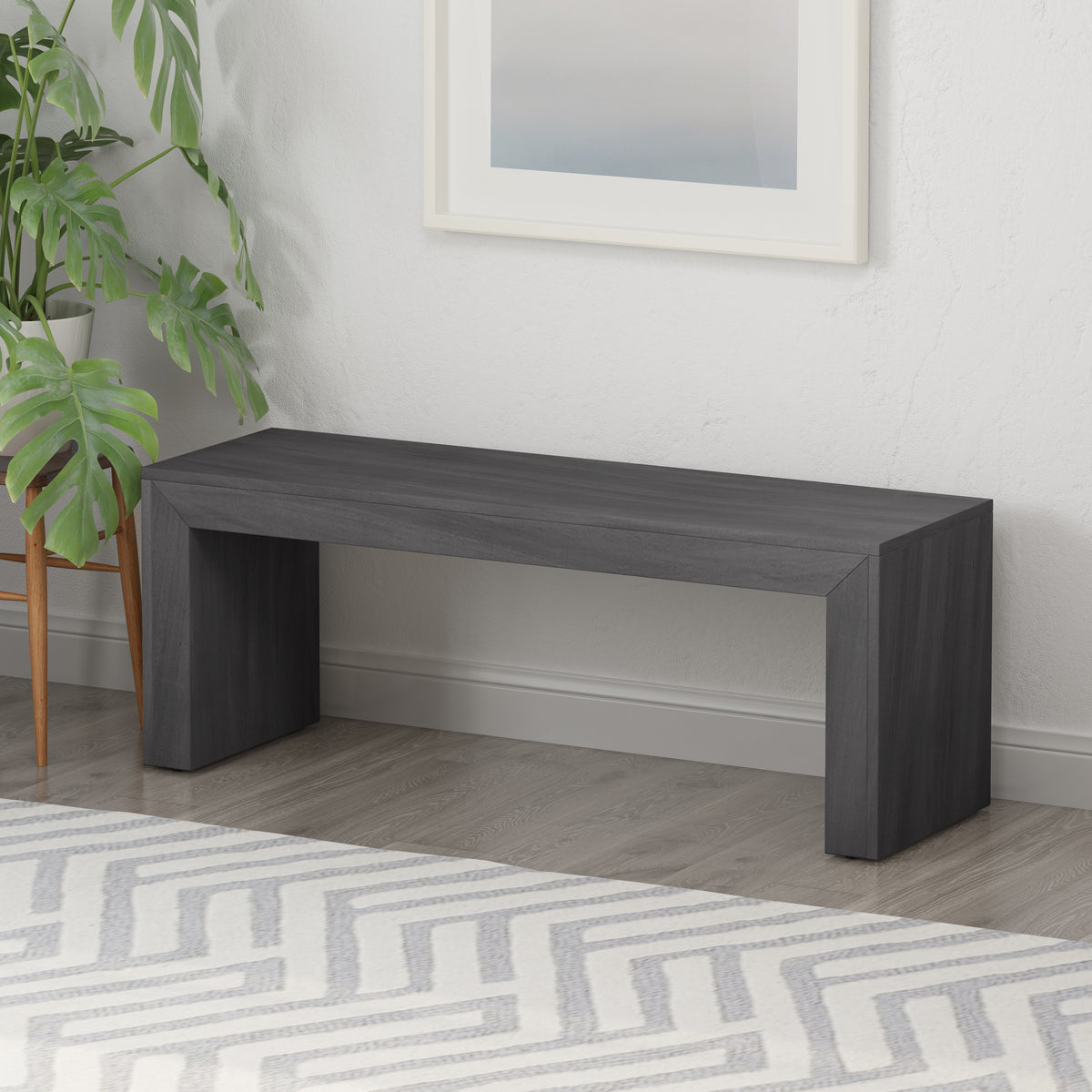 Acacia Wood Dining Bench, Grey and Taupe