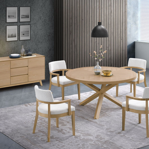 Kasem - Round Dining Table - Oak - Best Buy Furniture