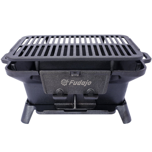 Oval Cast Iron Grill Outdoor Portable Charcoal Tabletop Skillet