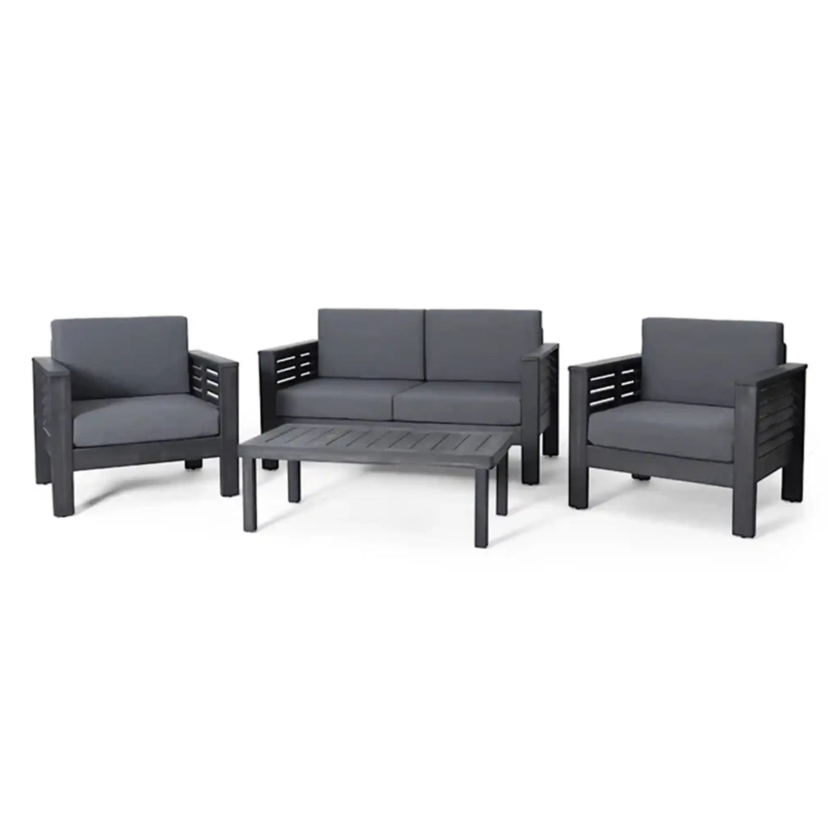 Acacia Wood Loveseat And Coffee Table Set With Cushions - Best Buy Furniture