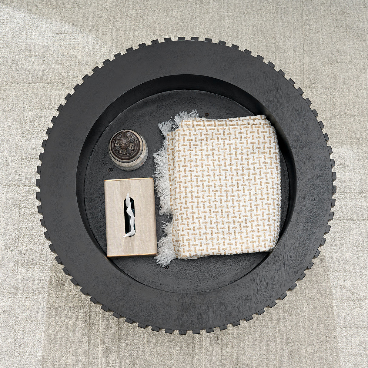 31.49'' Nesting Round Wood Coffee Table with Storage