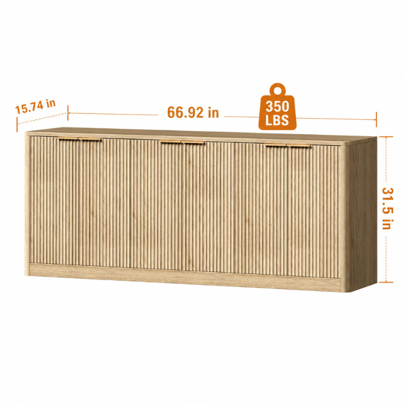 Natural Wood Sideboard Cabinet Farmhouse Buffet Cabinet