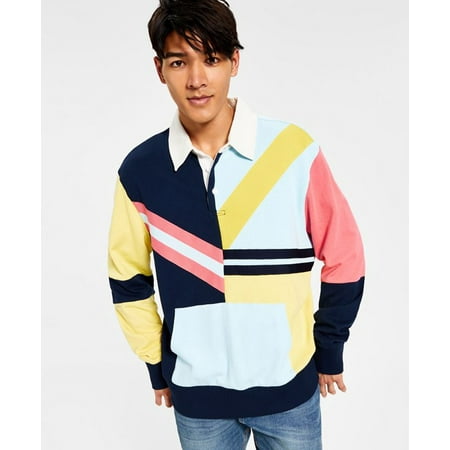Men's Rugby Style Sweatshirt - Multi, Size L