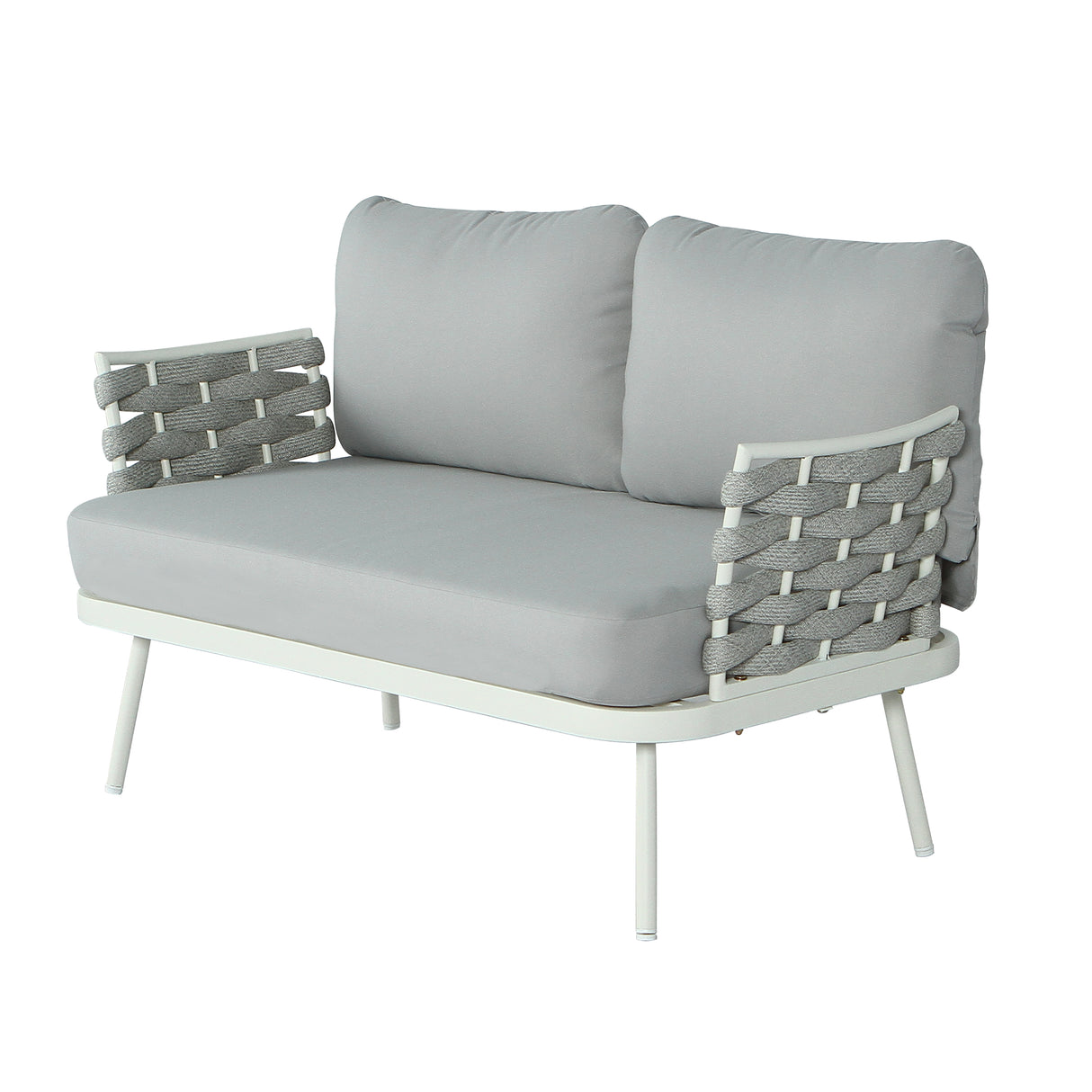 Mariano Steel 4-Pieces Conversation Set, Off White & Grey