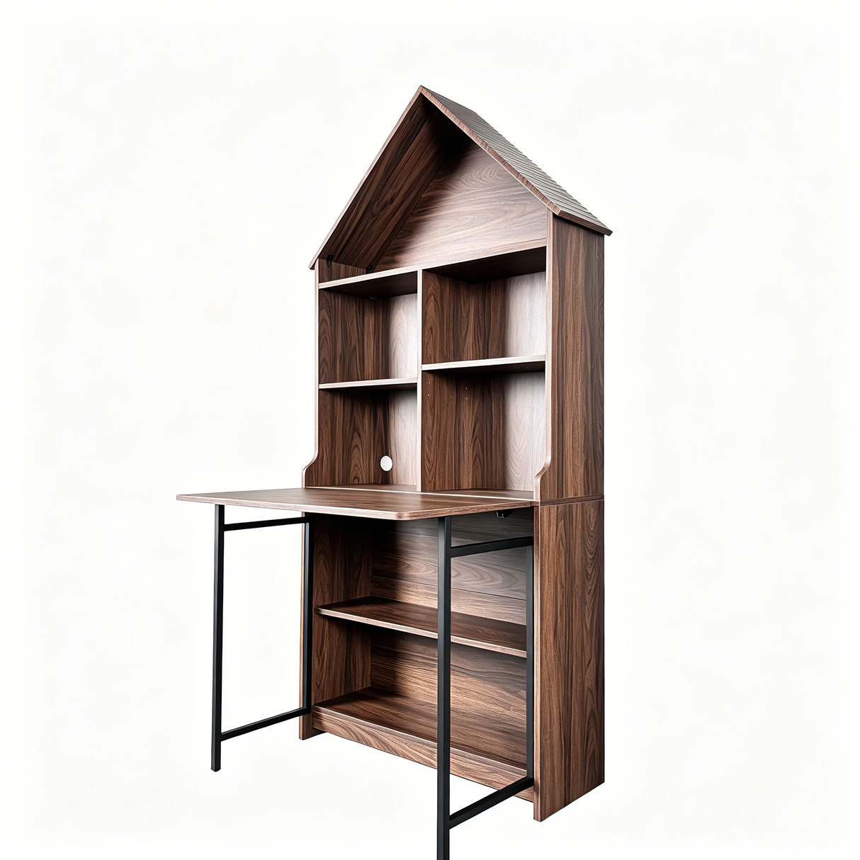 Folding Craft Desk with Storage Shelves