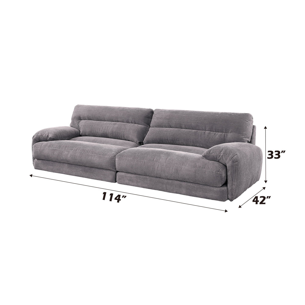 Cadenza - Corduroy 2 Piece Living Room Set - Gray - Best Buy Furniture