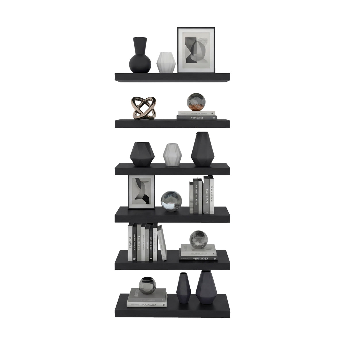 Phoenix 6-Piece Floating Wall Shelves Set, Wenge