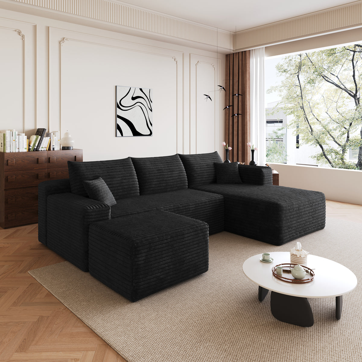 95" Cloud Sectional Sofa with 1 Ottoman
