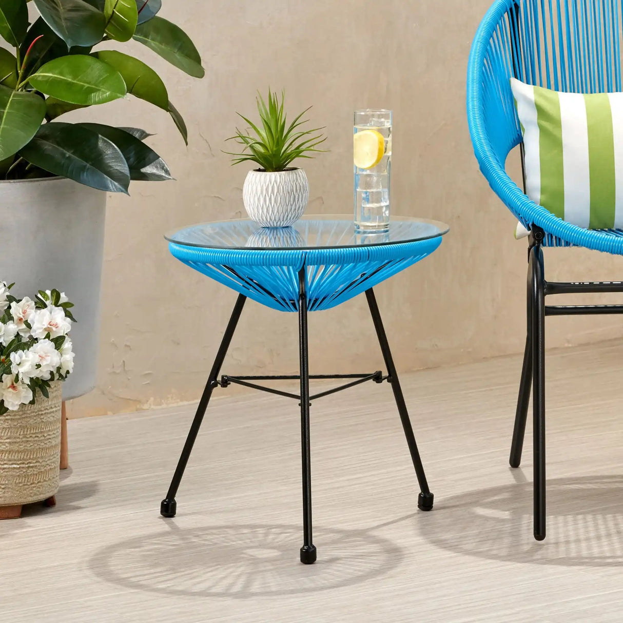 Nusa - Modern Rattan Side Table With Tempered Glass Top - Best Buy Furniture
