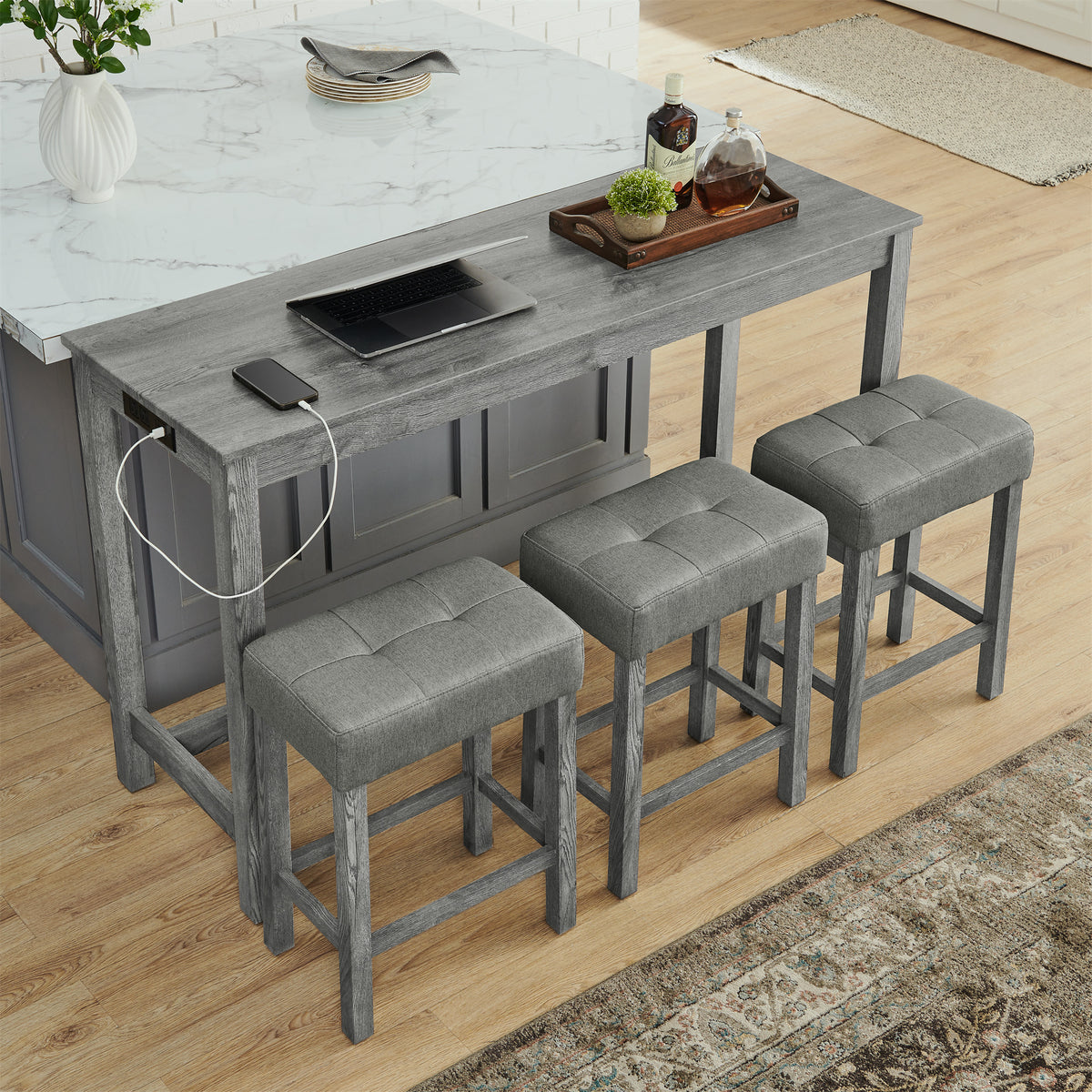 59 Inch Bar Table and Chair Set
