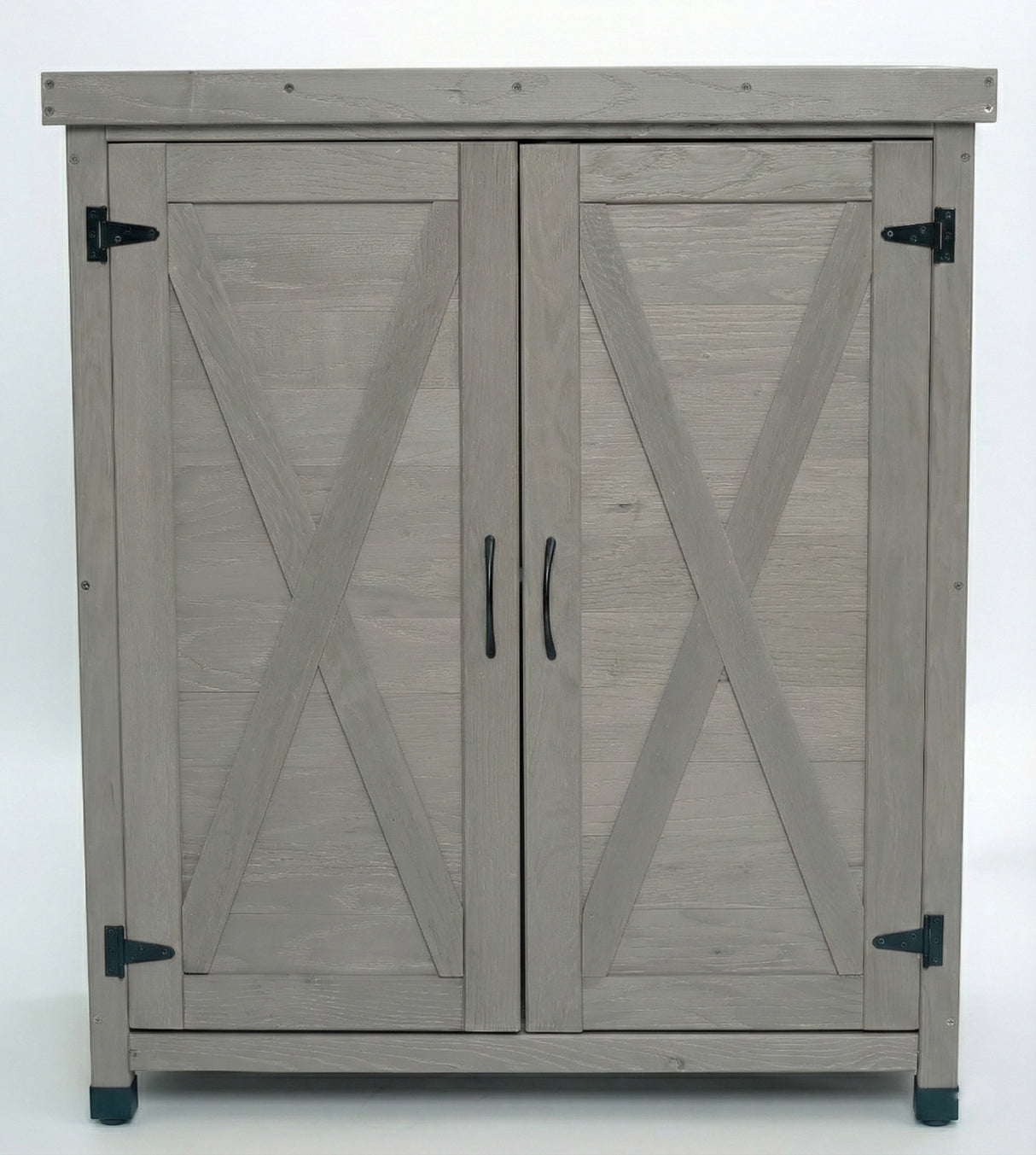 Potting Bench with Storage Cabinet and Metal Table Top