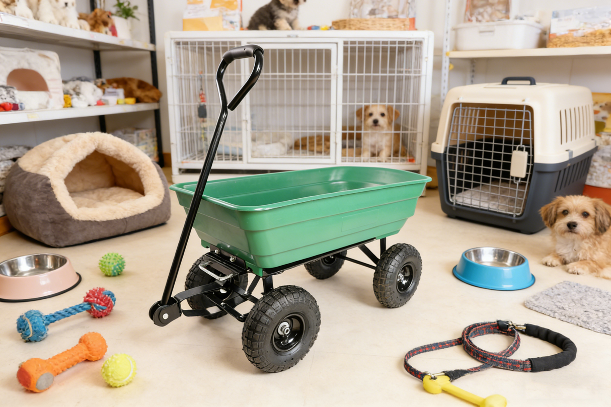 Folding Poly Garden Dump Truck with Steel Frame and Pneumatic Tires