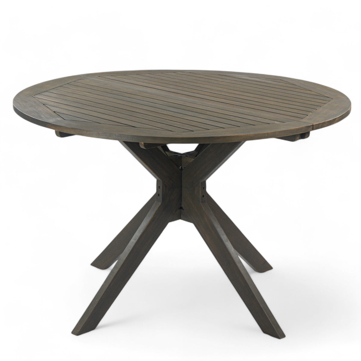 Stanford Outdoor Round Acacia Wood Dining Table with X Base