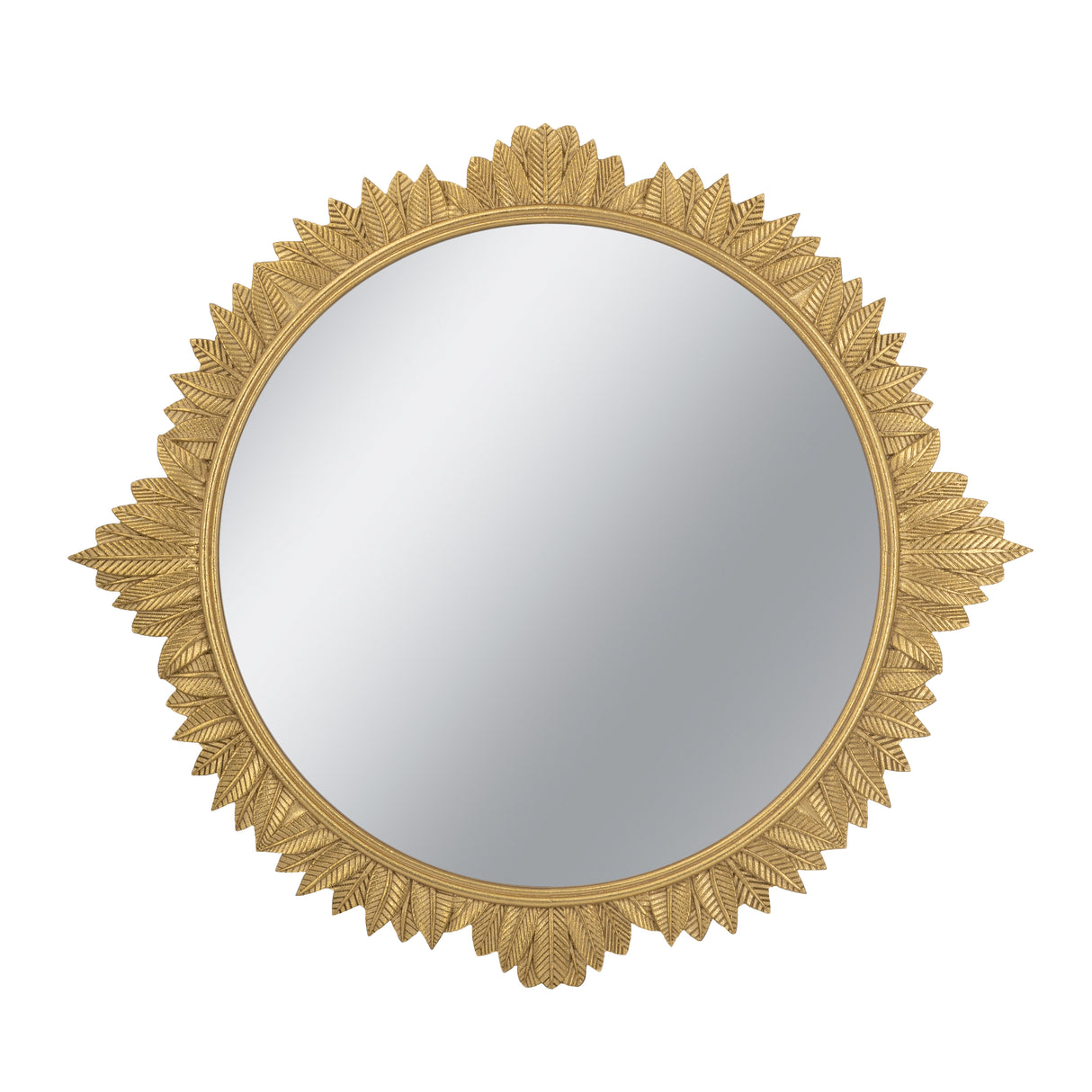 35.5x1x31.5" Round MDF Wall Mirror with Ornate Frame